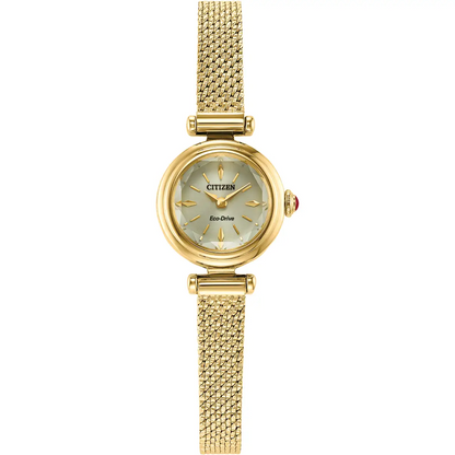 Citizen Eco-Drive Fio Champagne Dial Gold Plated Womens Watch EG7086-57P