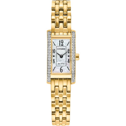 Citizen Eco-Drive Petite Palidoro Mother of Pearl Dial Gold Plated Womens Watch EG7112-59D