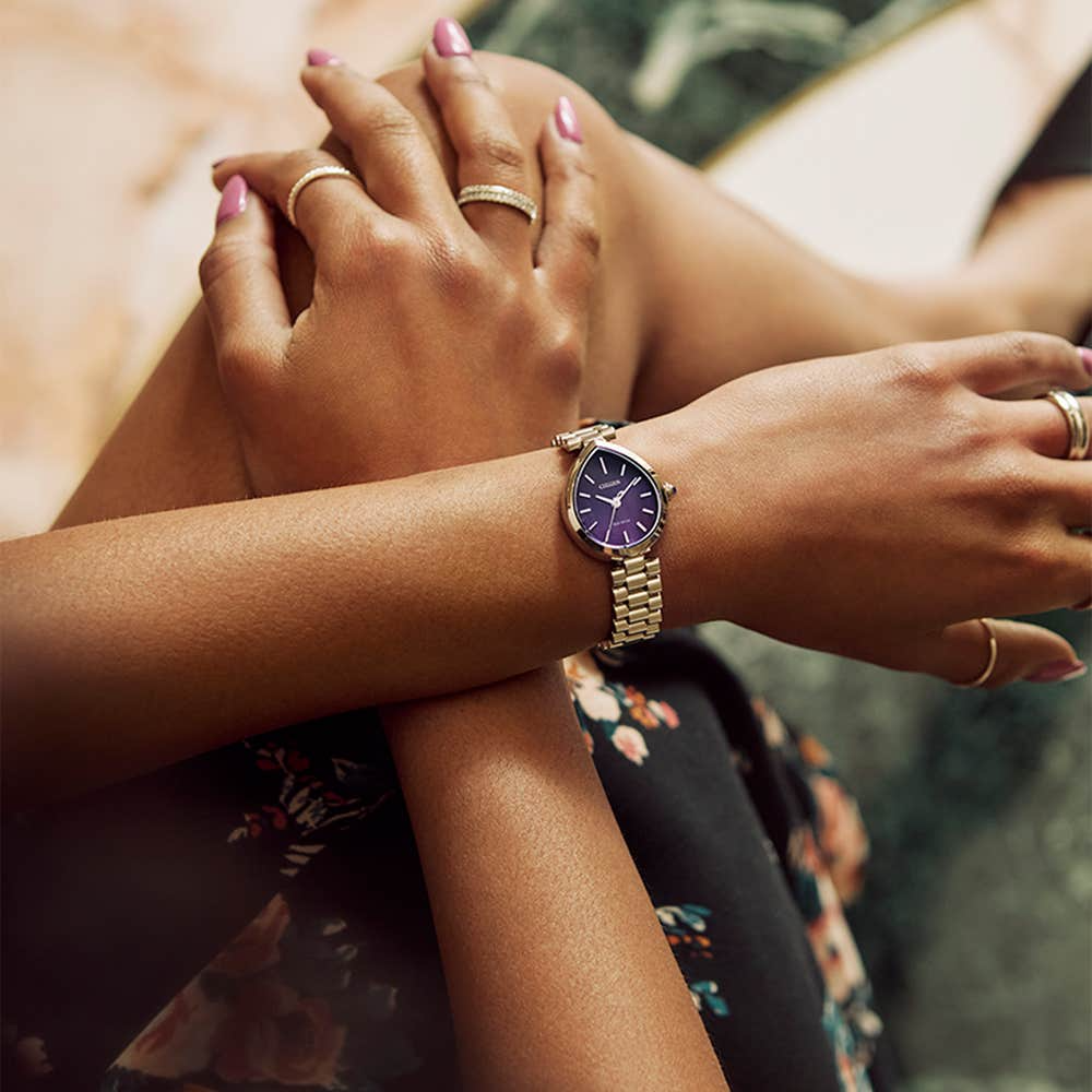 Citizen Eco-Drive Citizen L Rainell Purple Dial Stainless Steel Womens Watch EM1200-55X