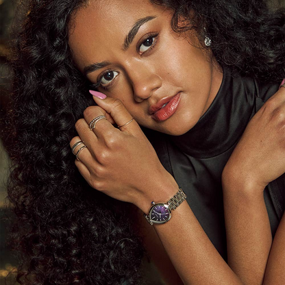 Citizen Eco-Drive Citizen L Rainell Purple Dial Stainless Steel Womens Watch EM1200-55X