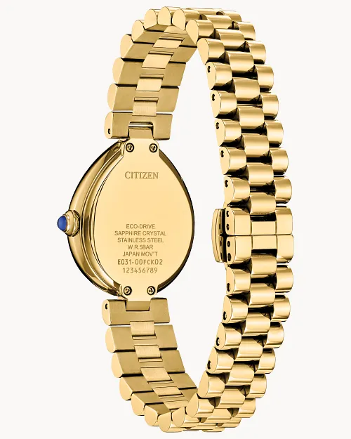 Citizen Eco-Drive Citizen L Rainell Champagne Dial Gold Plated Womens Watch EM1202-50P