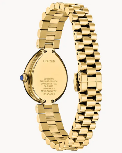 Citizen Eco-Drive Citizen L Rainell Champagne Dial Gold Plated Womens Watch EM1202-50P