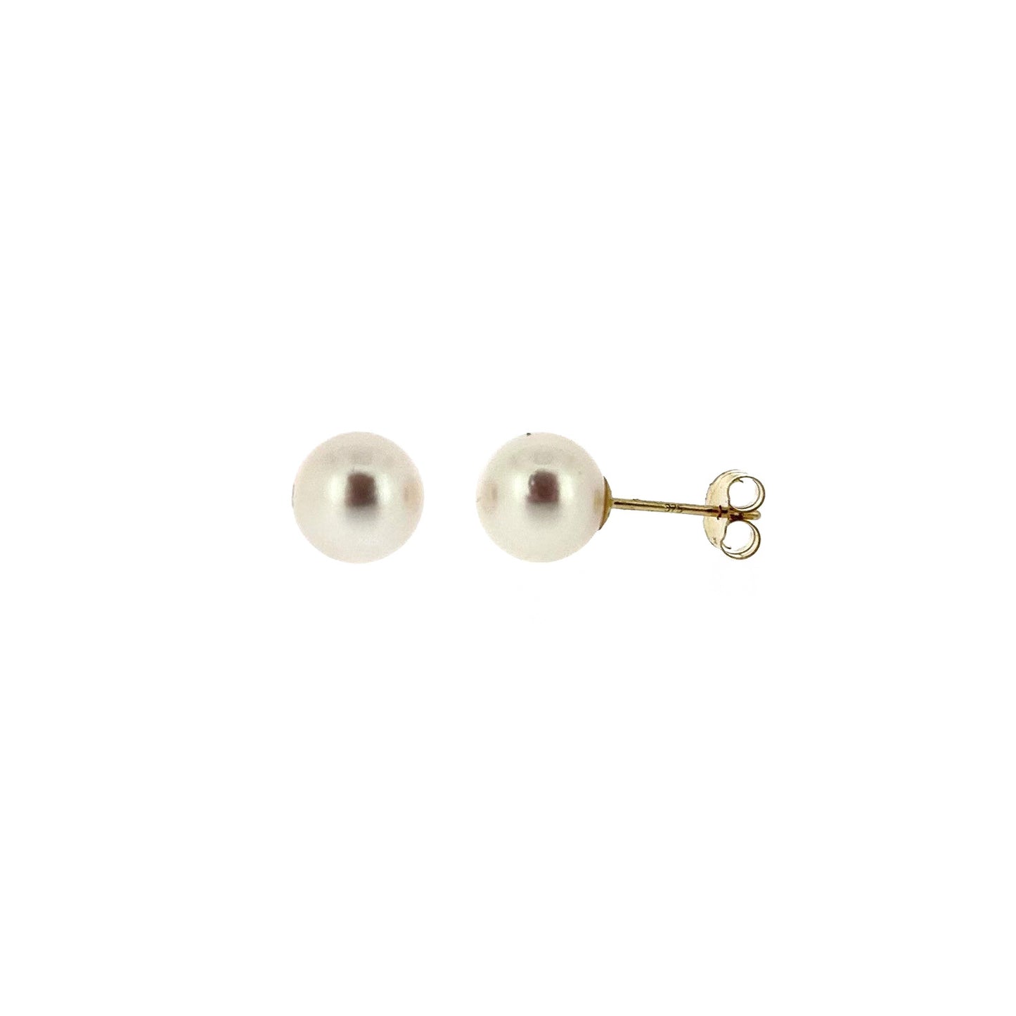 9ct Gold 7.5-8mm Cultured Japanese Akoya Pearl Stud Earrings