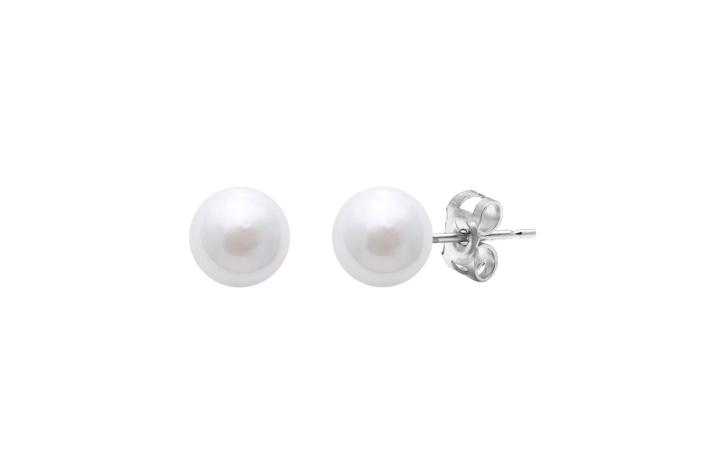 9ct White Gold 6-6.5mm Cultured Japanese Akoya Pearl Stud Earrings