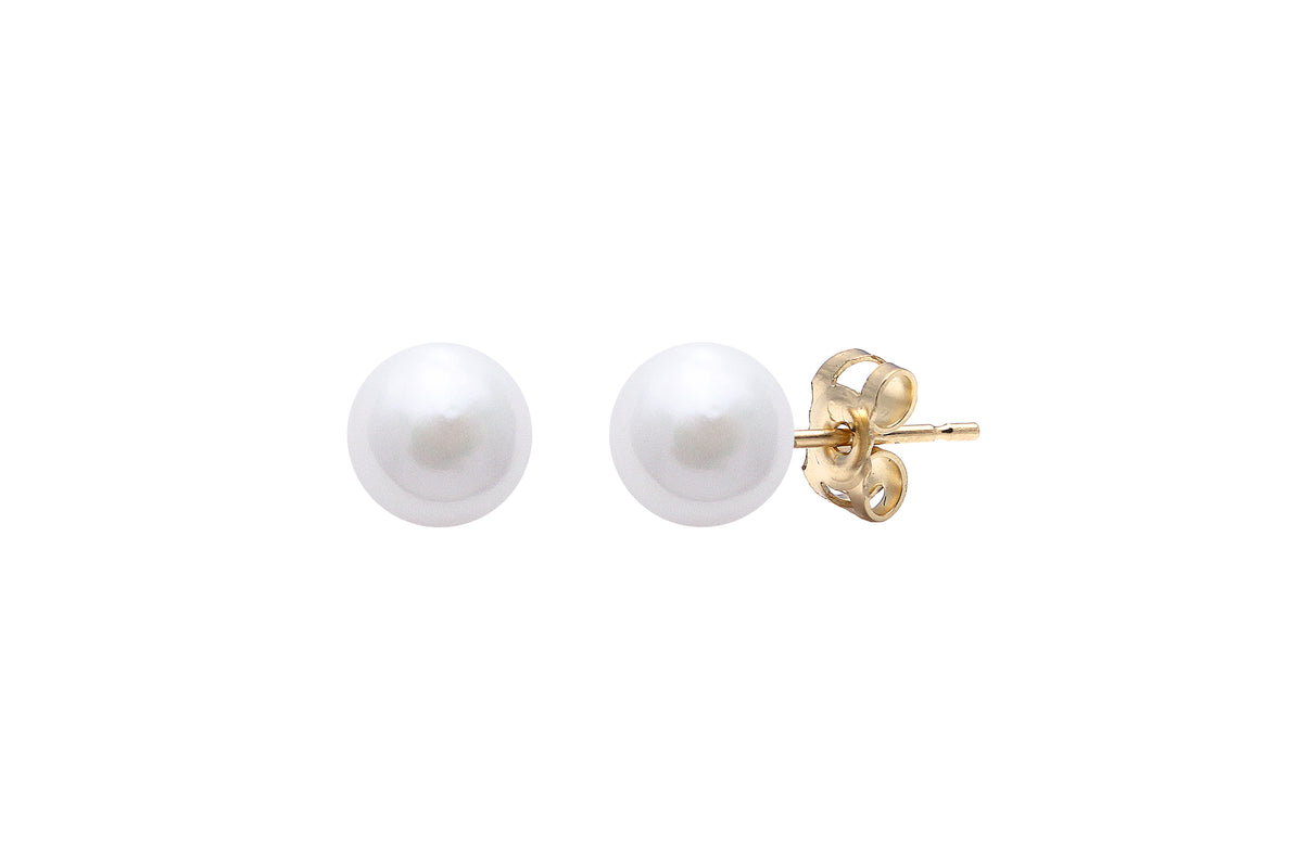 9ct Gold 6-6.5mm Cultured Japanese Akoya Pearl Stud Earrings