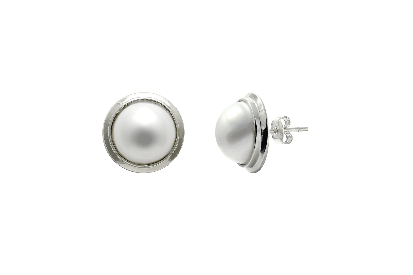 Sterling Silver Mabe Pearl Stud Earrings