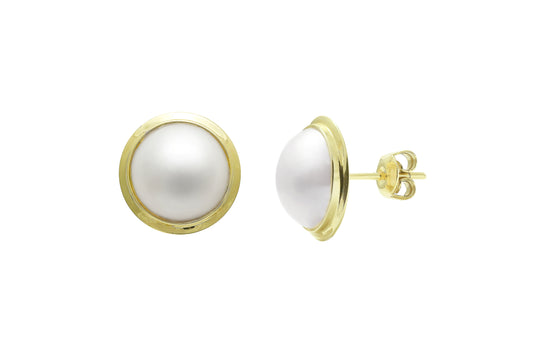 9ct Gold Mabe Pearl Stud Earrings