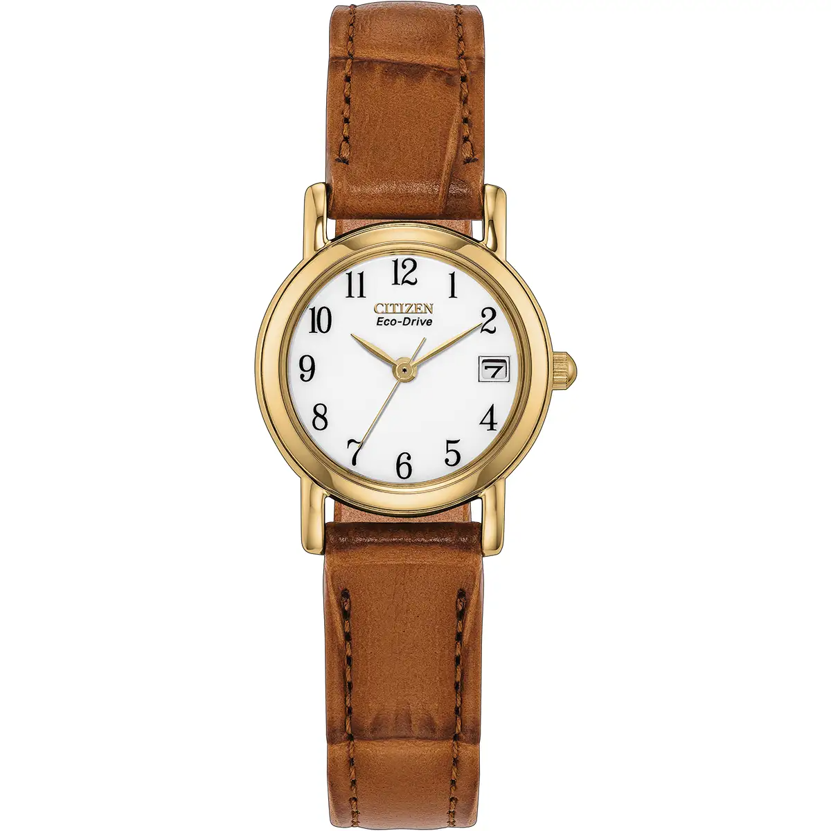 Citizen Eco-Drive White Dial Gold Plated Womens Watch EW1273-08A