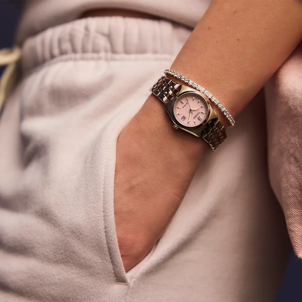 Citizen Eco-Drive Corso Pink Dial Stainless Steel Womens Watch EW2291-51X