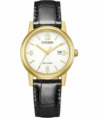 Citizen Eco-Drive White Dial Gold Plated Womens Watch EW2722-01A