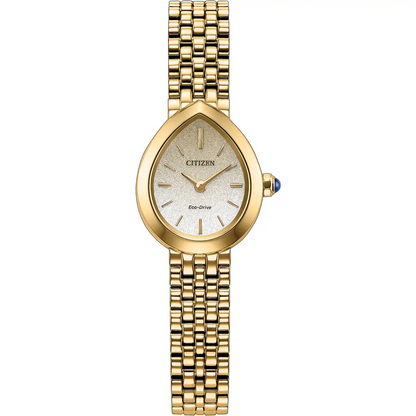 Citizen Eco-Drive Citizen L Rainell Champagne-Silver Dial Gold Plated Womens Watch EX1552-59A