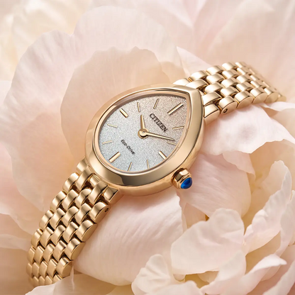Citizen Eco-Drive Citizen L Rainell Champagne-Silver Dial Gold Plated Womens Watch EX1552-59A