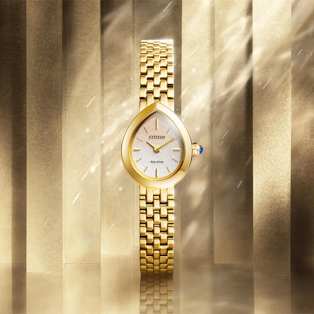 Citizen Eco-Drive Citizen L Rainell Champagne-Silver Dial Gold Plated Womens Watch EX1552-59A