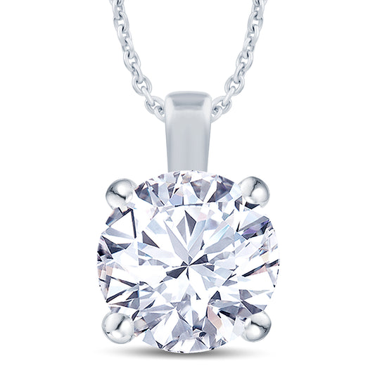 18ct White Gold 4 Claw Set 1.55ct Lab Grown Diamond Pendant Necklace