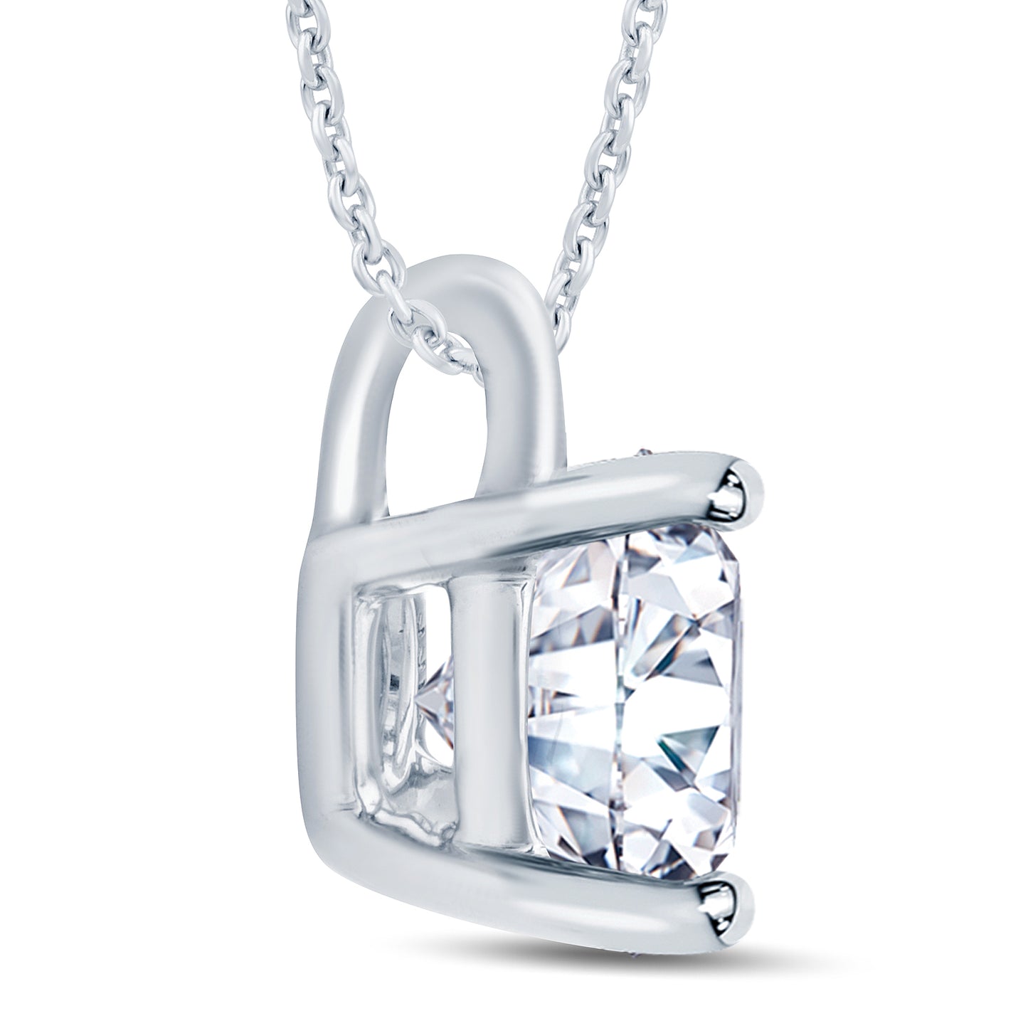 18ct White Gold 4 Claw Set 1.55ct Lab Grown Diamond Pendant Necklace