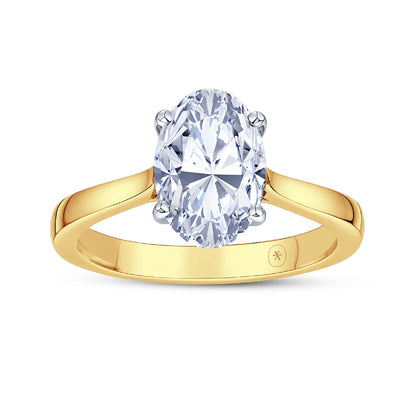 18ct Gold & Platinum Solitaire 4 Claw Set 1.11ct Single Stone Oval Cut Lab Grown Diamond Ring