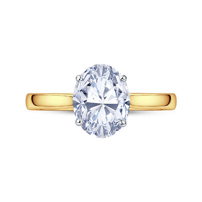 18ct Gold & Platinum Solitaire 4 Claw Set 1.11ct Single Stone Oval Cut Lab Grown Diamond Ring
