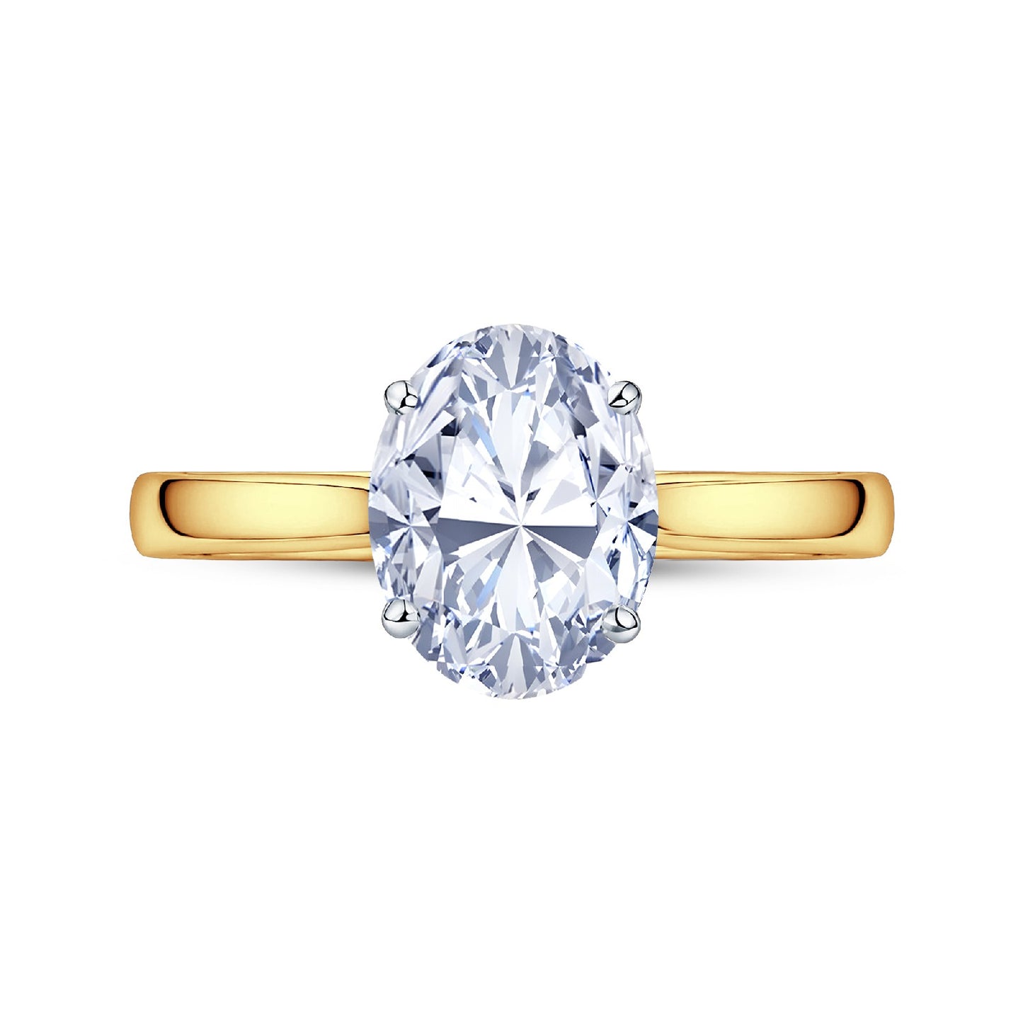 18ct Gold & Platinum Solitaire 4 Claw Set 1.57ct Single Stone Oval Cut Lab Grown Diamond Ring