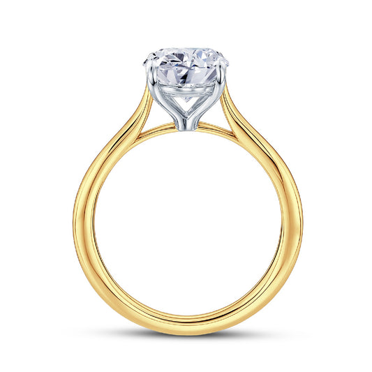 18ct Gold & Platinum Solitaire 4 Claw Set 1.57ct Single Stone Oval Cut Lab Grown Diamond Ring