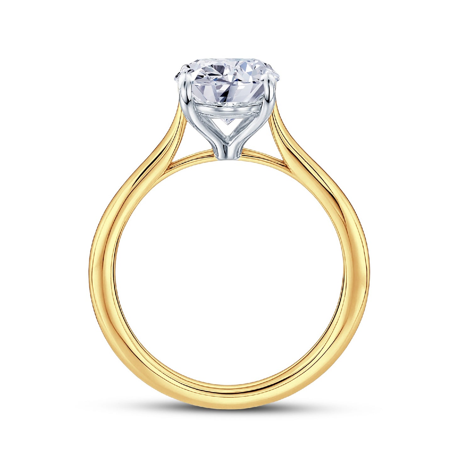 18ct Gold & Platinum Solitaire 4 Claw Set 1.11ct Single Stone Oval Cut Lab Grown Diamond Ring