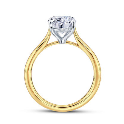 18ct Gold & Platinum Solitaire 4 Claw Set 1.11ct Single Stone Oval Cut Lab Grown Diamond Ring