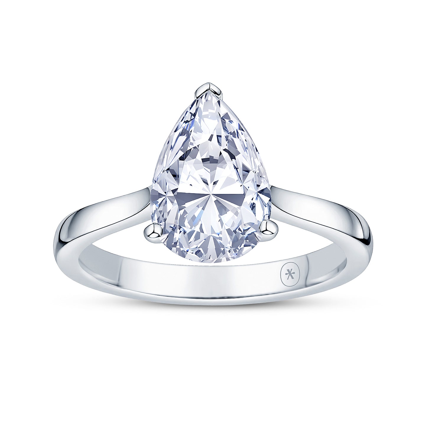 Platinum Solitaire 4 Claw Set 1.64ct Single Stone Pear Cut Lab Grown Diamond Ring