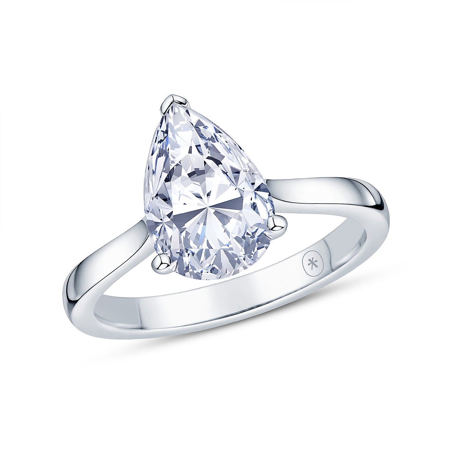 Platinum Solitaire 4 Claw Set 1.64ct Single Stone Pear Cut Lab Grown Diamond Ring