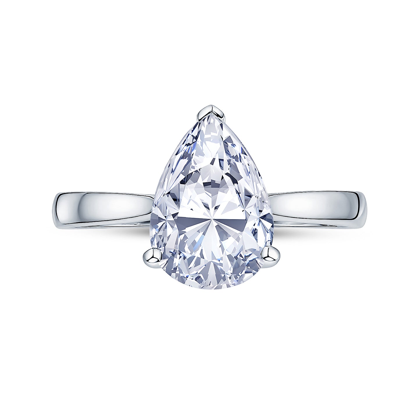 Platinum Solitaire 4 Claw Set 1.64ct Single Stone Pear Cut Lab Grown Diamond Ring