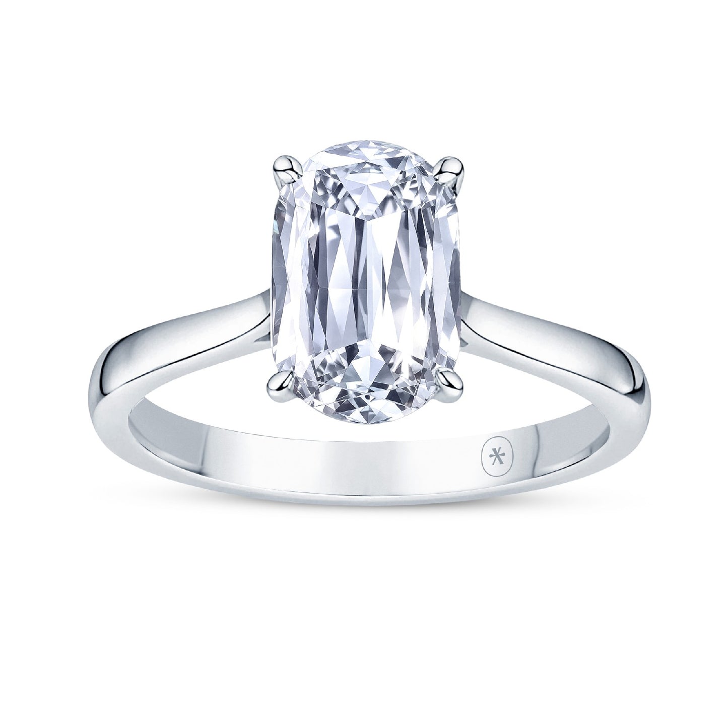 Platinum Solitaire 4 Claw Set 1.59ct Single Stone Orna Cut Lab Grown Diamond Ring
