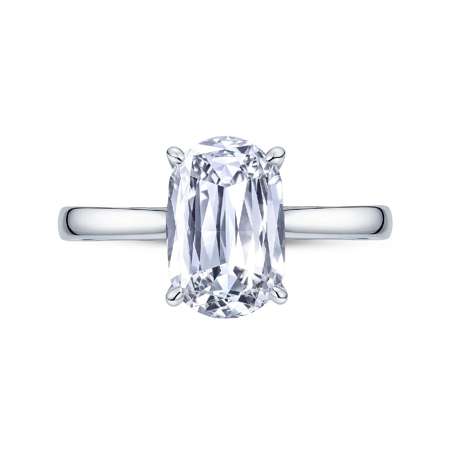 Platinum Solitaire 4 Claw Set 1.59ct Single Stone Orna Cut Lab Grown Diamond Ring