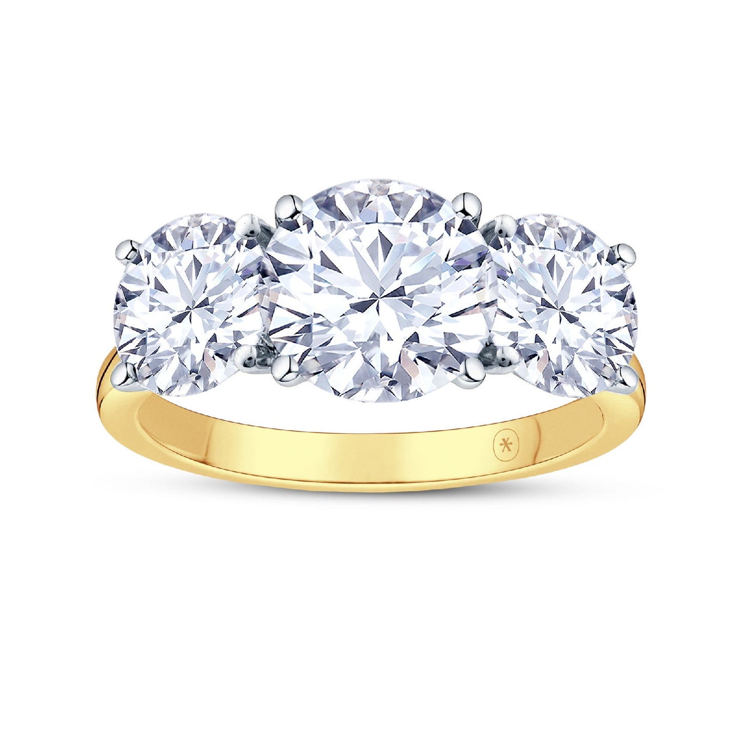 18ct Gold & Platinum Claw Set 2.90ct Graduated Three Stone Lab Grown Diamond Trilogy Ring