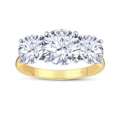 18ct Gold & Platinum Claw Set 2.90ct Graduated Three Stone Lab Grown Diamond Trilogy Ring