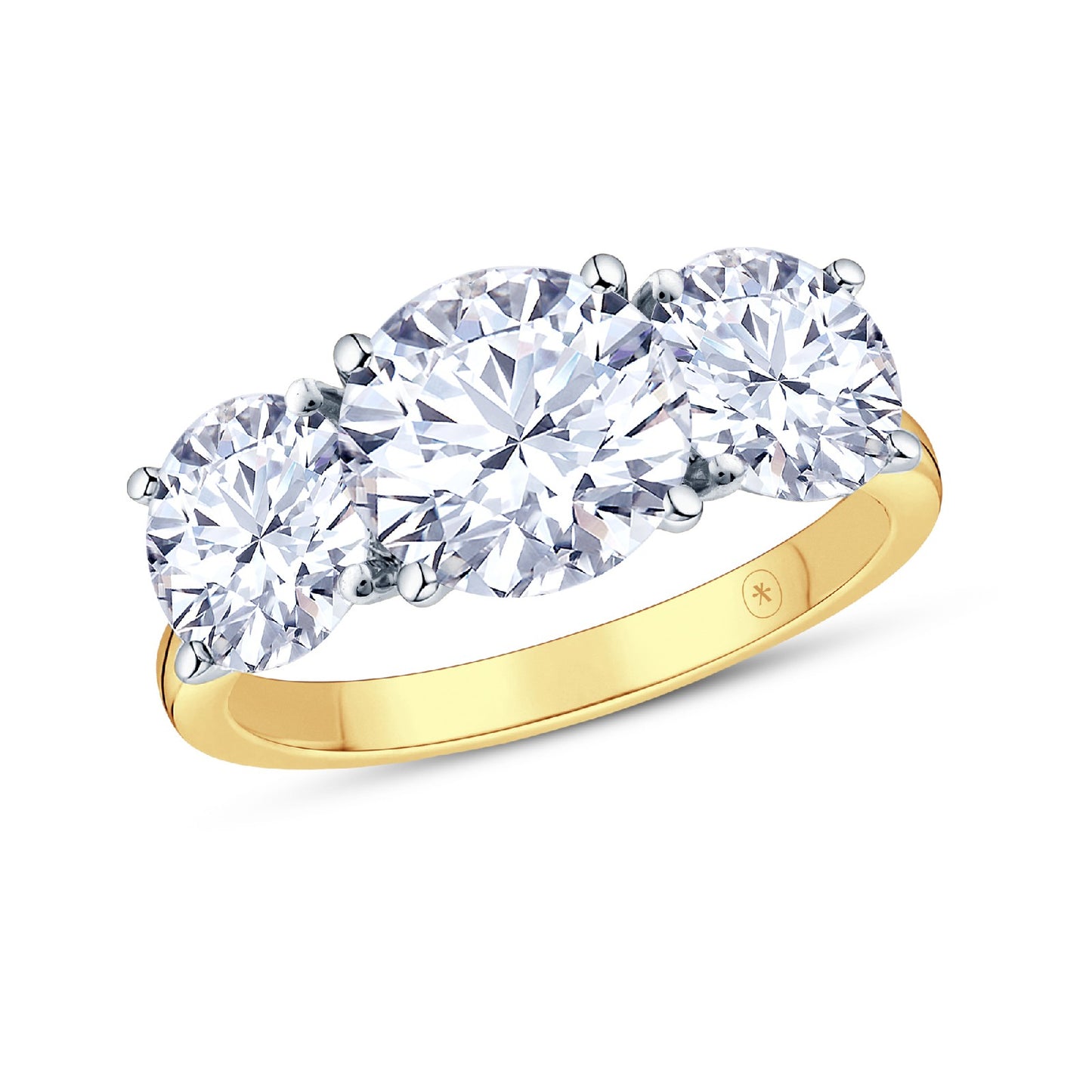 18ct Gold & Platinum Claw Set 2.90ct Graduated Three Stone Lab Grown Diamond Trilogy Ring