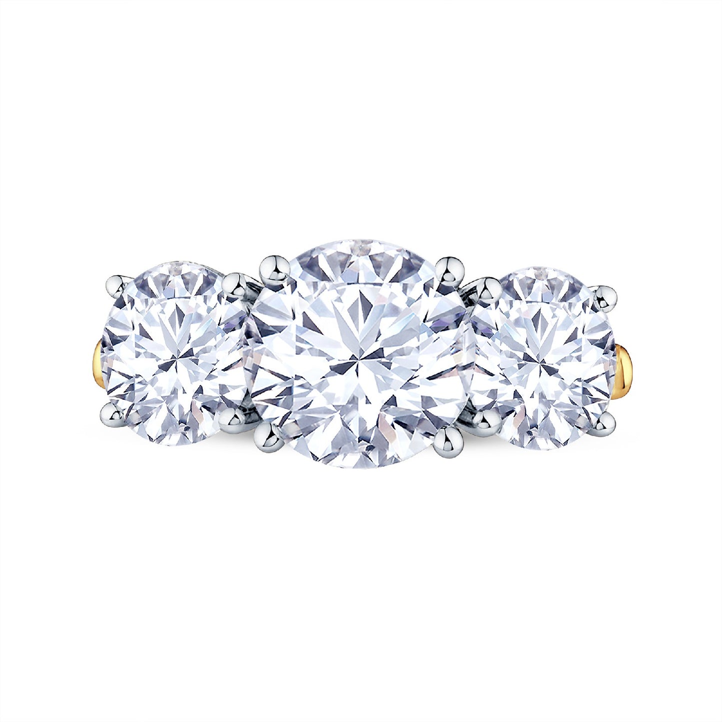 18ct Gold & Platinum Claw Set 2.90ct Graduated Three Stone Lab Grown Diamond Trilogy Ring