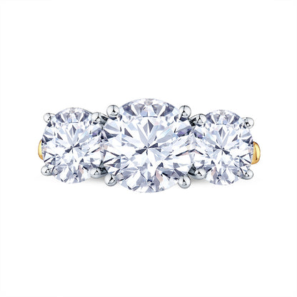 18ct Gold & Platinum Claw Set 2.90ct Graduated Three Stone Lab Grown Diamond Trilogy Ring