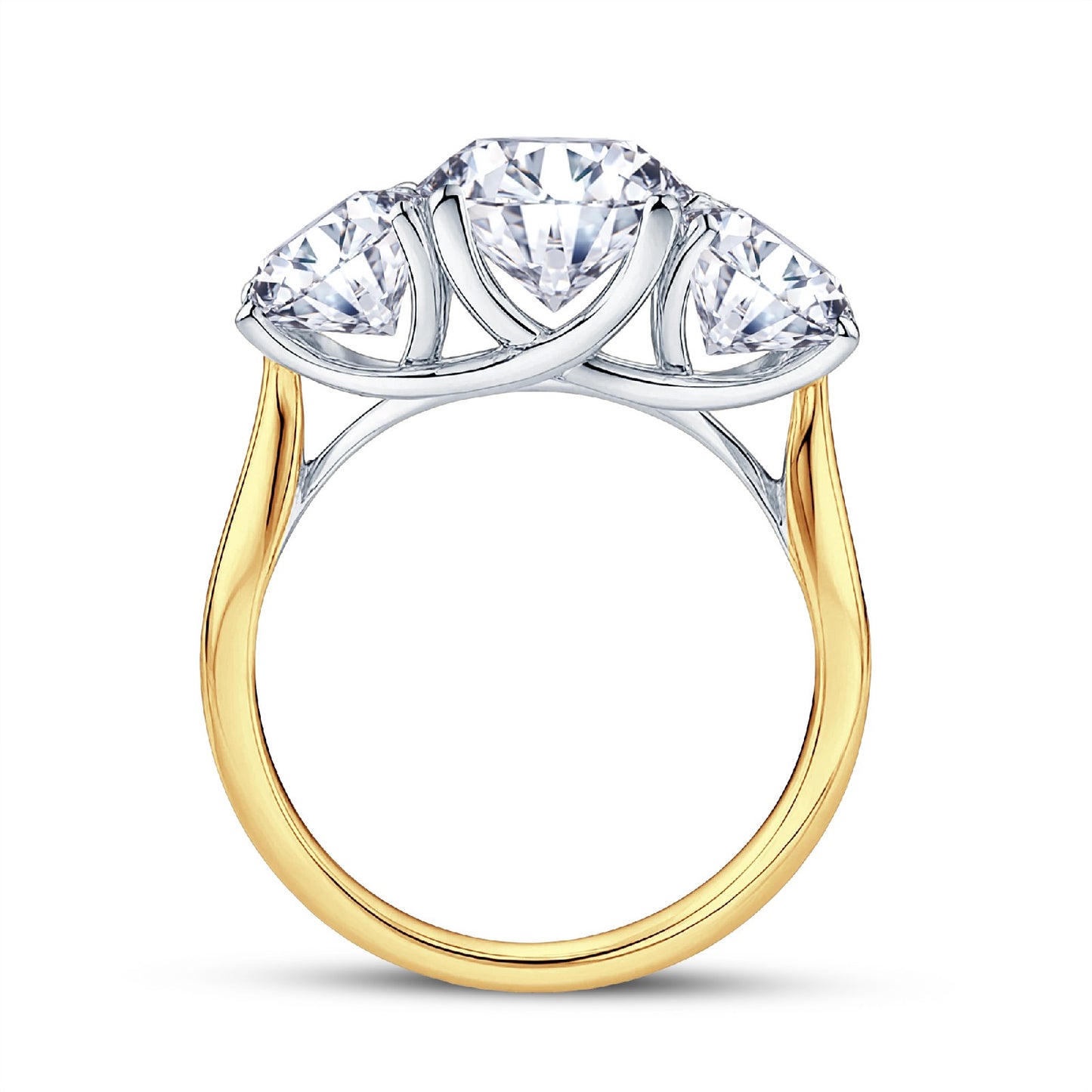 18ct Gold & Platinum Claw Set 2.90ct Graduated Three Stone Lab Grown Diamond Trilogy Ring