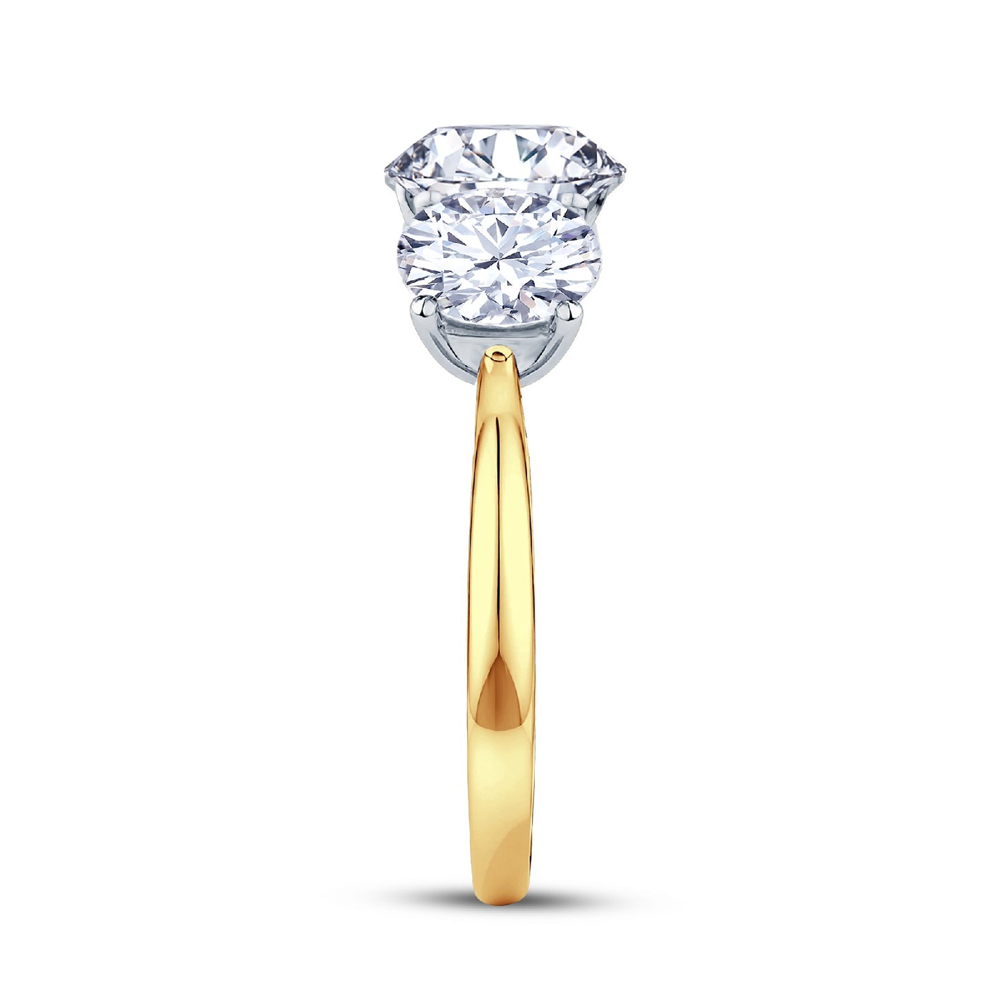 18ct Gold & Platinum Claw Set 2.90ct Graduated Three Stone Lab Grown Diamond Trilogy Ring
