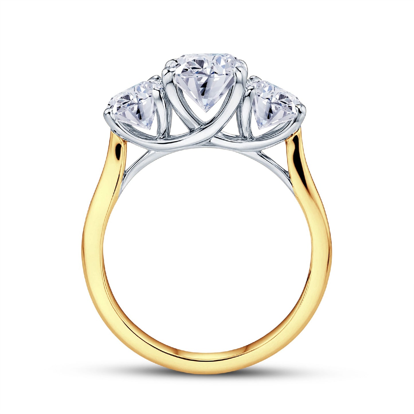 18ct Gold & Platinum Claw Set 3.05ct Graduated Three Stone Oval Cut Lab Grown Diamond Trilogy Ring