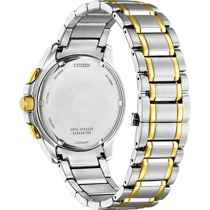 Citizen Eco-Drive Classic 8700 Perpetual Calendar Black Dial Two Tone Mens Watch BL8164-57E