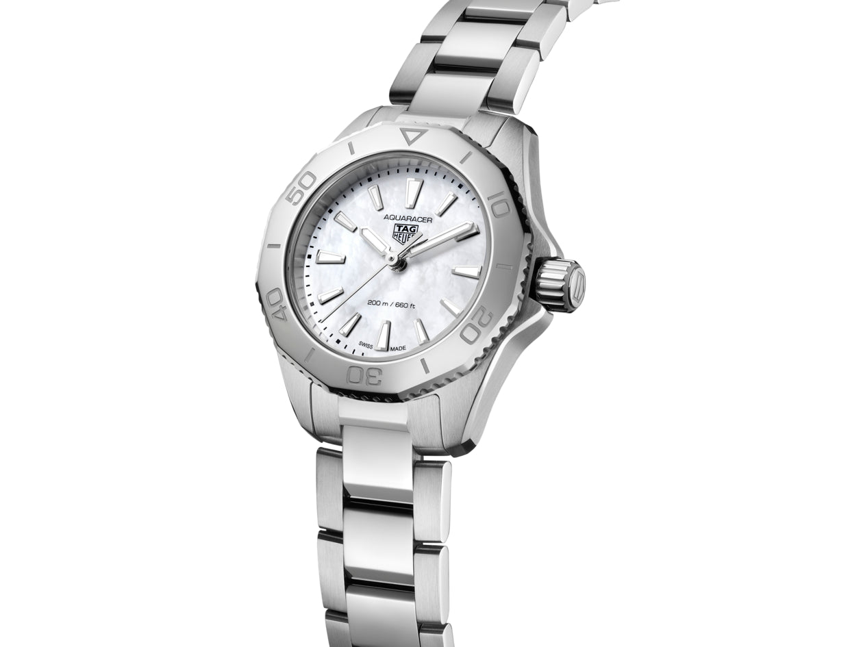 TAG Heuer Aquaracer Stainless Steel Mother of Pearl Dial Womens Quartz 30mm Watch WBP1418.BA0622