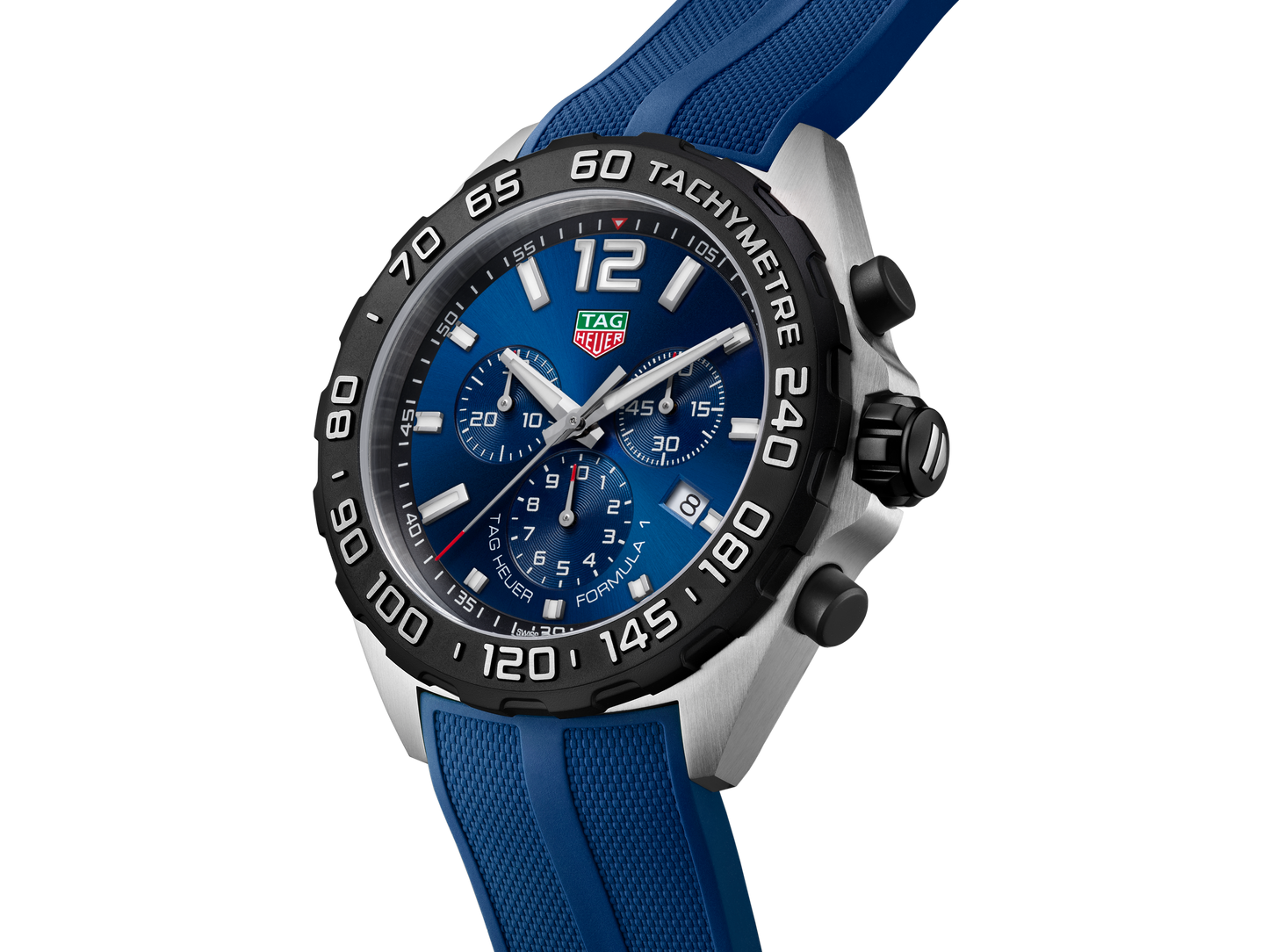 TAG Heuer Formula 1 Blue Dial Stainless Steel Rubber Strap Mens Quartz Chronograph Watch CAZ101AV.FT8077