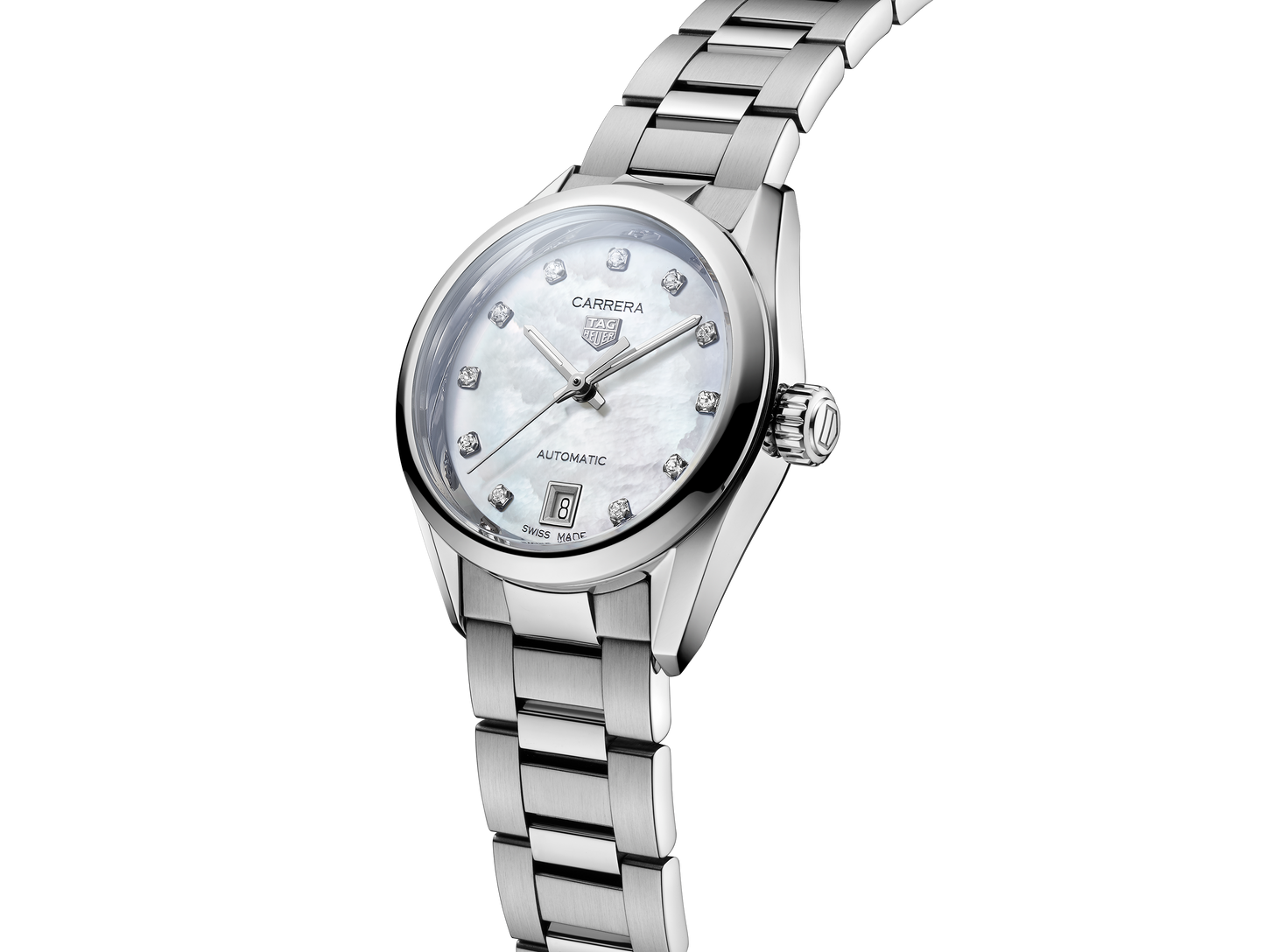TAG Heuer Carrera Mother of Pearl Diamond Set Dial Stainless Steel Womens Watch WBN2412.BA0621