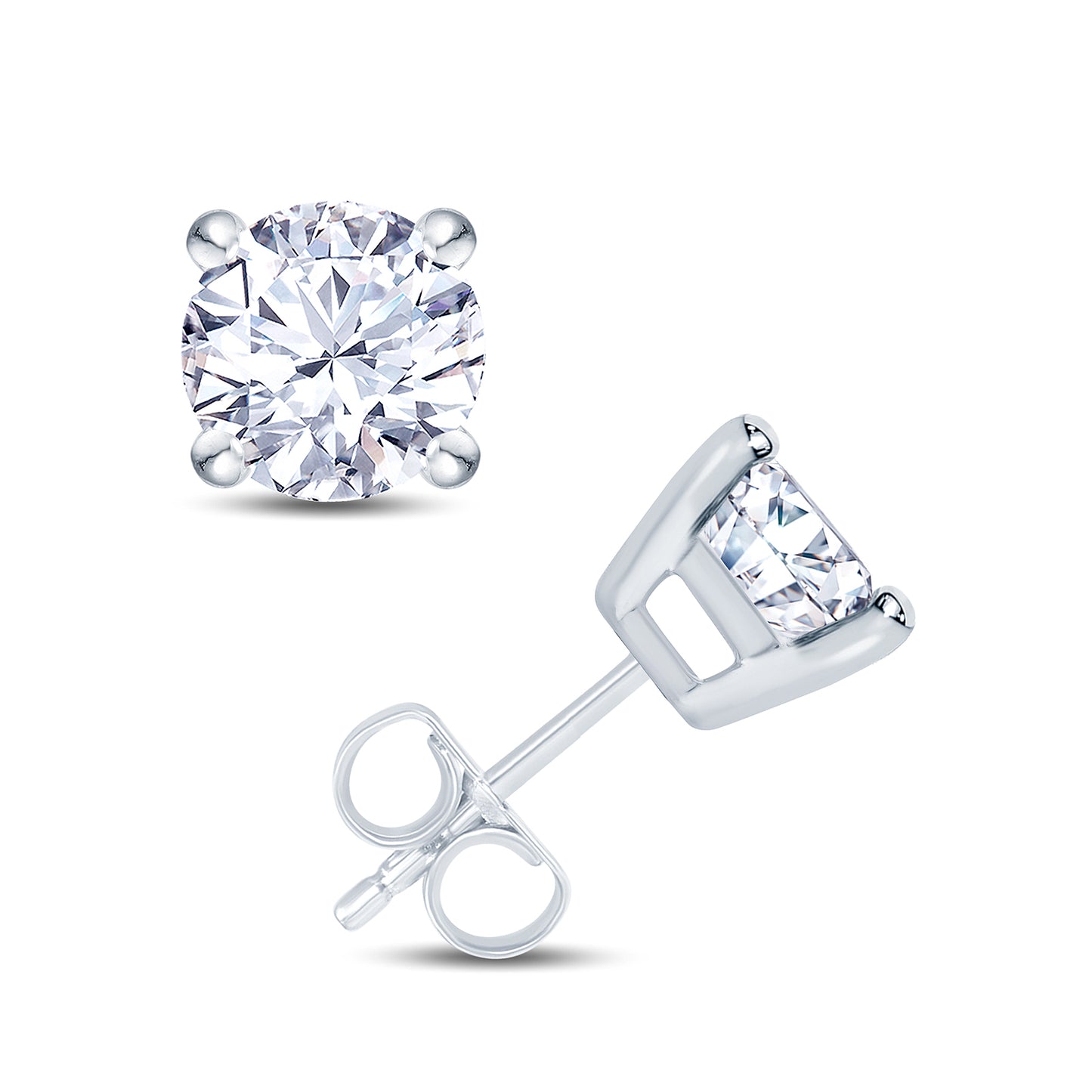 18ct White Gold 4 Claw Set 2.11ct Lab Grown Diamond Stud Earrings