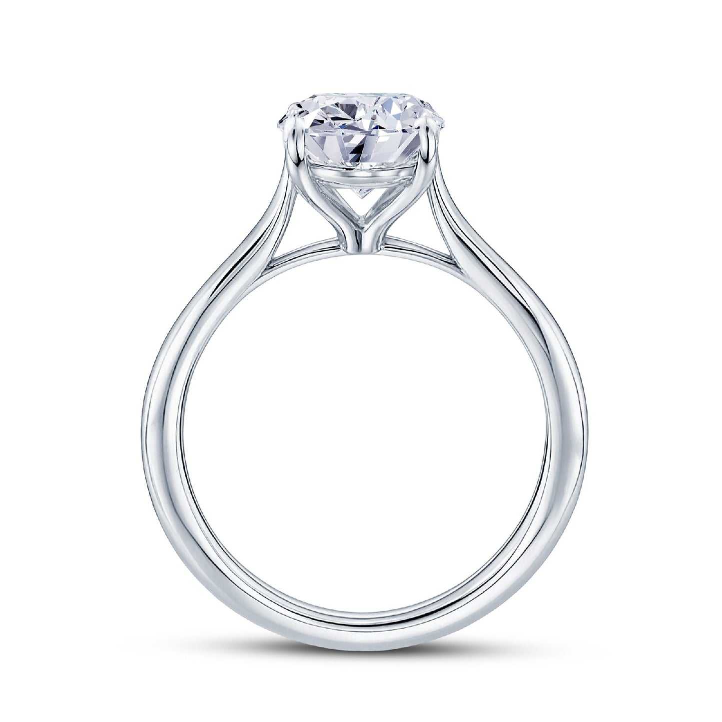 Platinum Solitaire 4 Claw Set 3.06ct Single Stone Oval Cut Lab Grown Diamond Ring