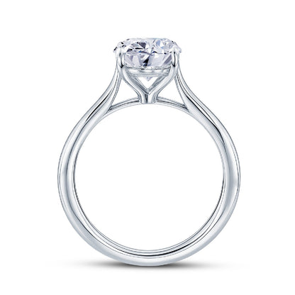 Platinum Solitaire 4 Claw Set 3.06ct Single Stone Oval Cut Lab Grown Diamond Ring
