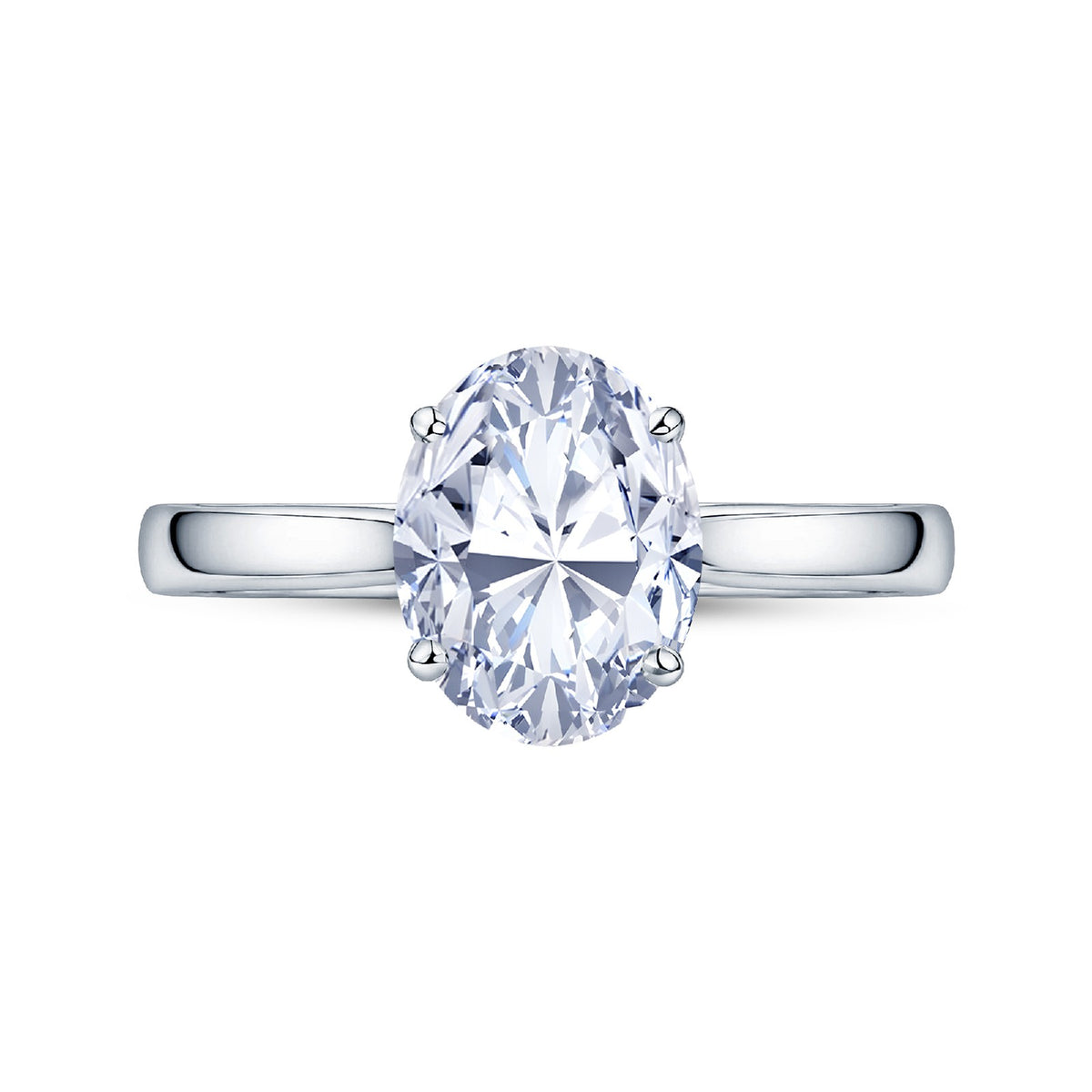 Platinum Solitaire 4 Claw Set 3.06ct Single Stone Oval Cut Lab Grown Diamond Ring