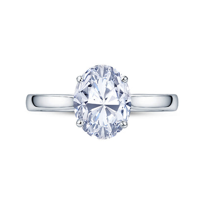 Platinum Solitaire 4 Claw Set 3.06ct Single Stone Oval Cut Lab Grown Diamond Ring