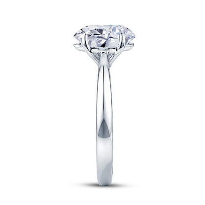 Platinum Solitaire 4 Claw Set 3.06ct Single Stone Oval Cut Lab Grown Diamond Ring
