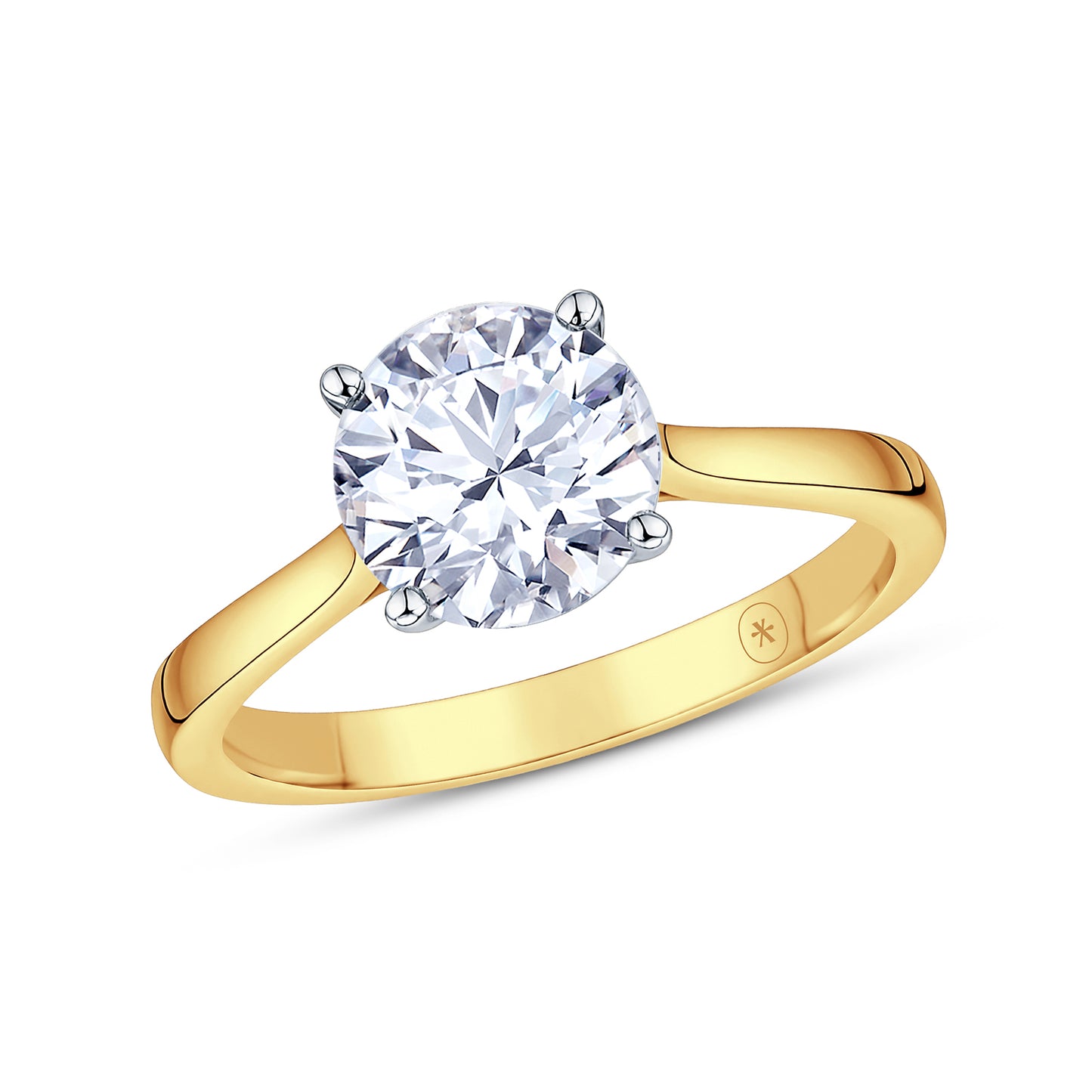 18ct Gold & Platinum Solitaire 4 Claw Set 3.01ct Single Stone Lab Grown Diamond Ring