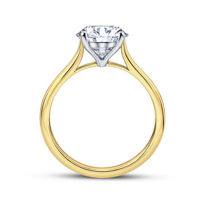 18ct Gold & Platinum Solitaire 4 Claw Set 3.01ct Single Stone Lab Grown Diamond Ring
